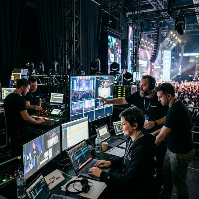 Event organizers working backstage